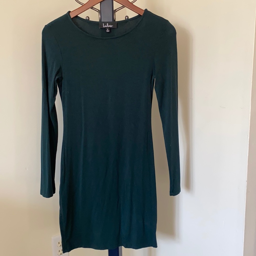 Lulus Green Stretch Long Sleeve Dress
